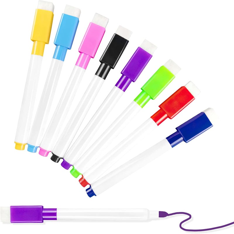 JEFURE 25 Pcs Colorful Magnetic Dry Erase Markers with Eraser Cap, White Board Mini Dry Erase Markers Bulk, Fine Point Tip White Board Markers for Teachers Office School Supplies - Image 1
